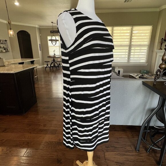Alfani Sleeveless Knit Dress Plus Size 1X Black White Layered Bandage Stretch - Picture 7 of 15